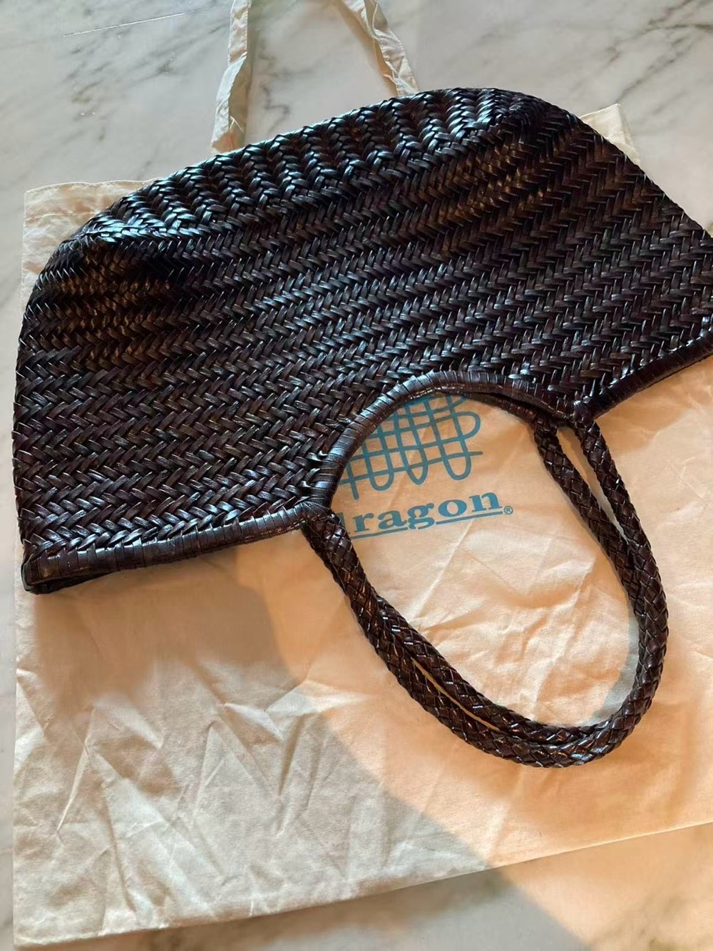 Dragon Diffusion Brown Nantucket Basket Bag Shoulder Tote Bag - Picture 8 of 14